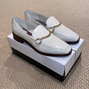 Dolce Vita Ivory Croc Print Chain Loafers